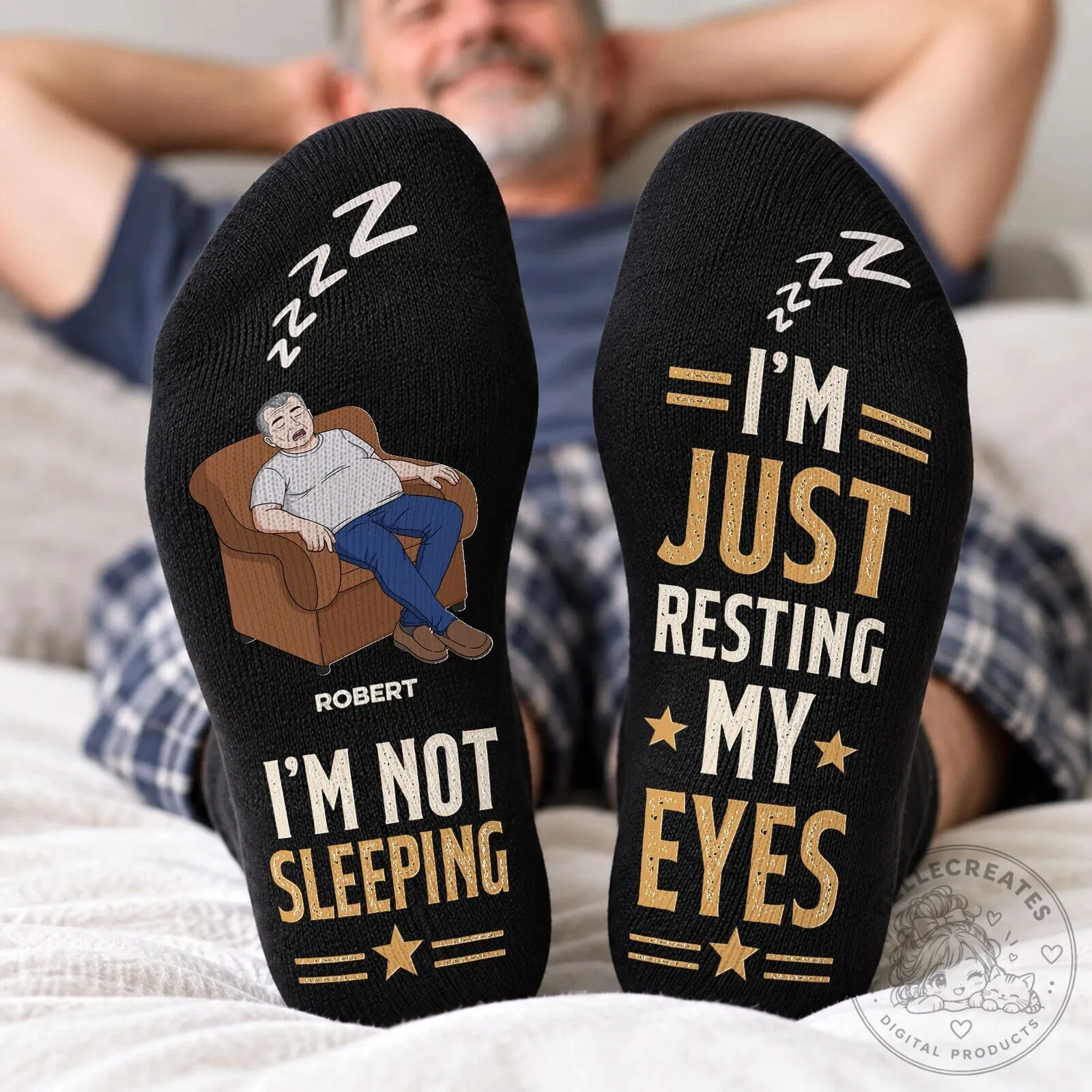 Funny Sleeping Saying I'm Not Sleeping I'm Just Resting My Eyes Socks