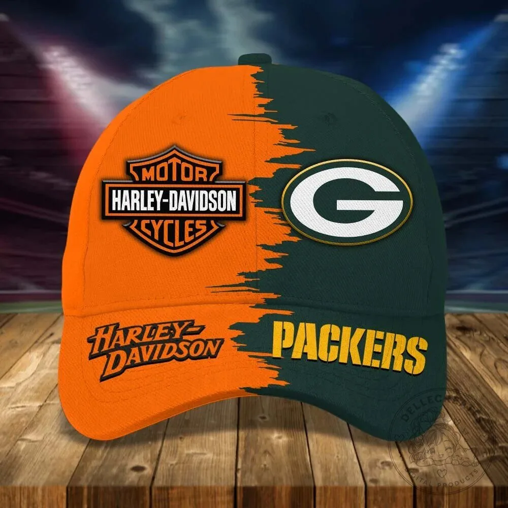 Green Bay Packers Harley-Davidson Motorcycle Logo Baseball Cap Hat