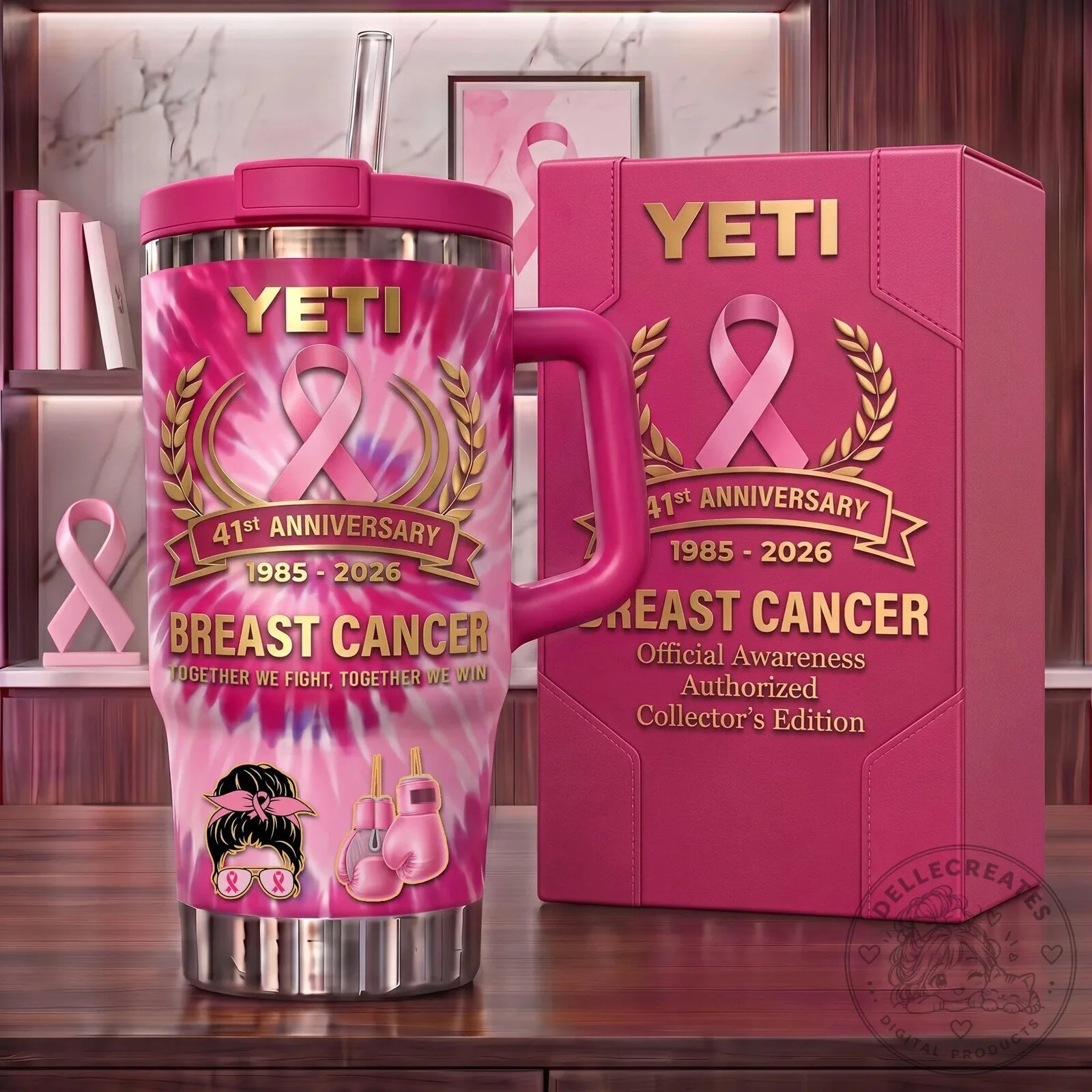 Breast Cancer Awareness 41st Anniversary Pink Ribbon Yeti Tumbler