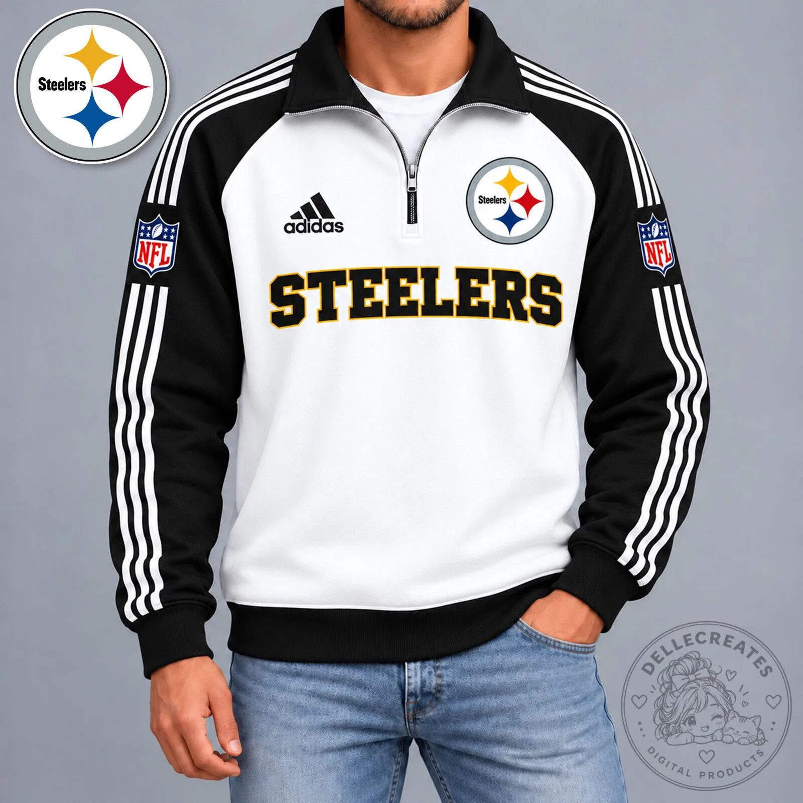 Pittsburgh Steelers NFL Football Team Quarter Zip Pullover Sweatshirt