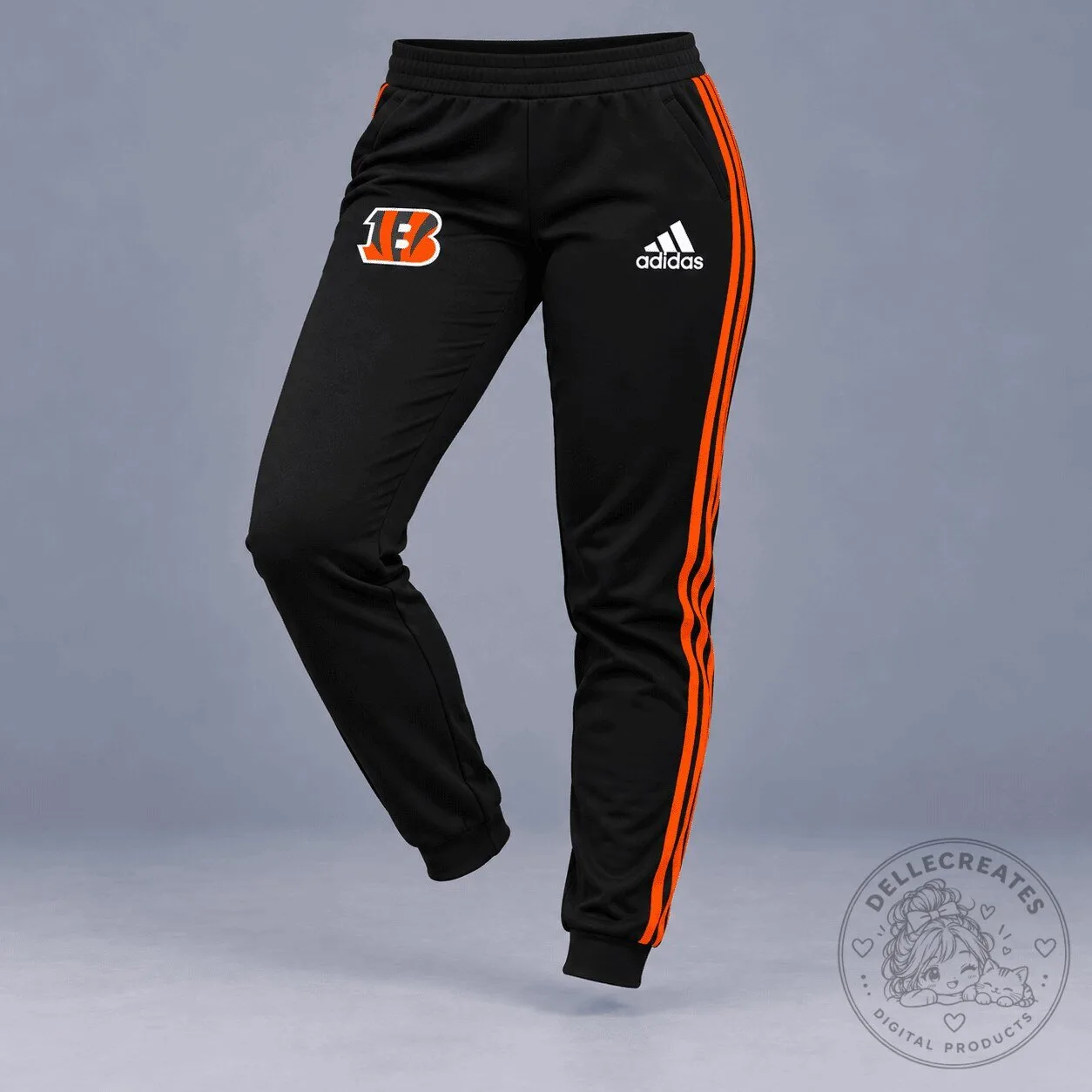 Cincinnati Bengals Adidas Black and Orange Striped Jogger Pants for Women