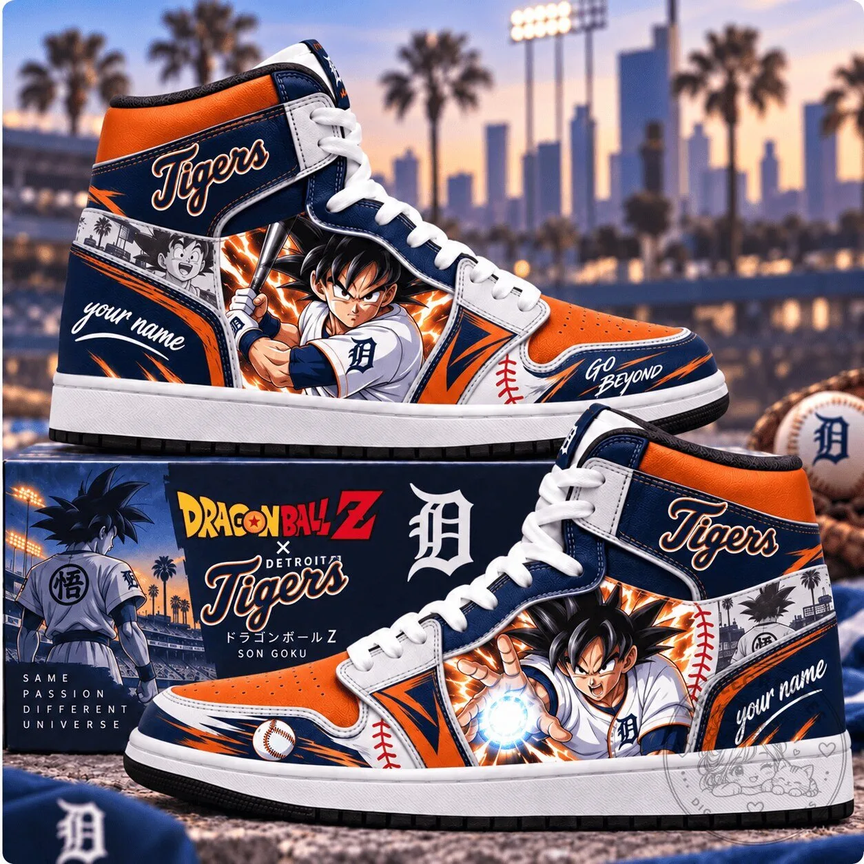 Detroit Tigers MLB Baseball Son Goku Dragon Ball Z Personalized High Top Shoes