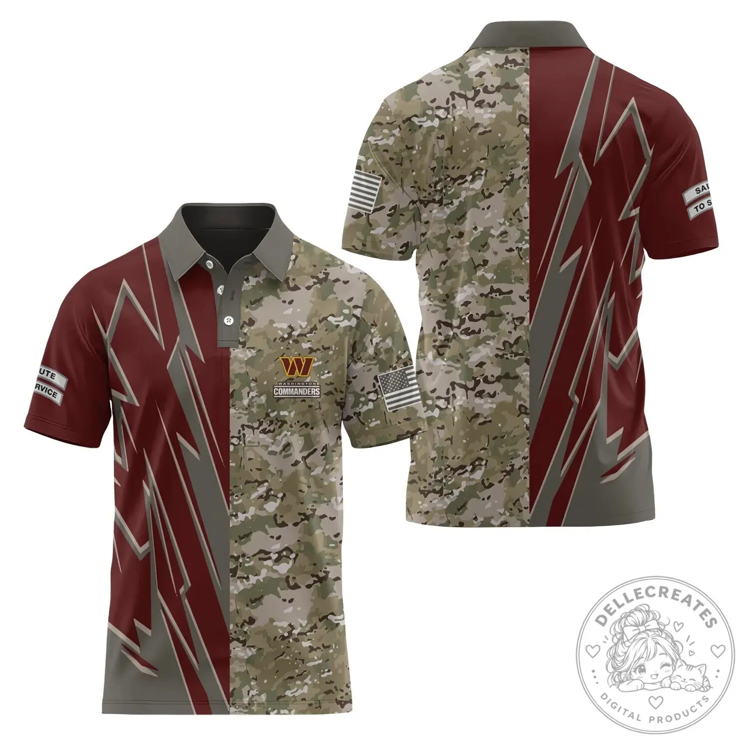 Washington Commanders Salute To Service Camouflage Pattern Polo Shirt