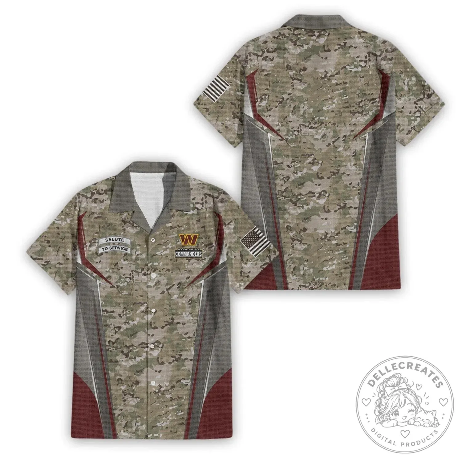 Salute To Service Camouflage Hawaiian Shirt for Washington Commanders Fans