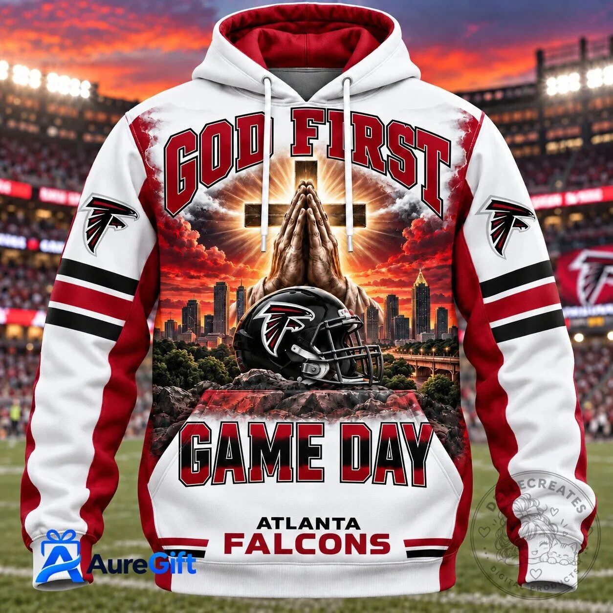 Atlanta Falcons God First Game Day Football Fan Hoodie