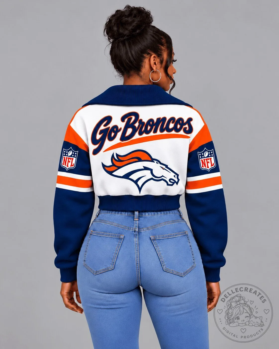 Denver Broncos National Football League Cropped Quarter-Zip Sweatshirt