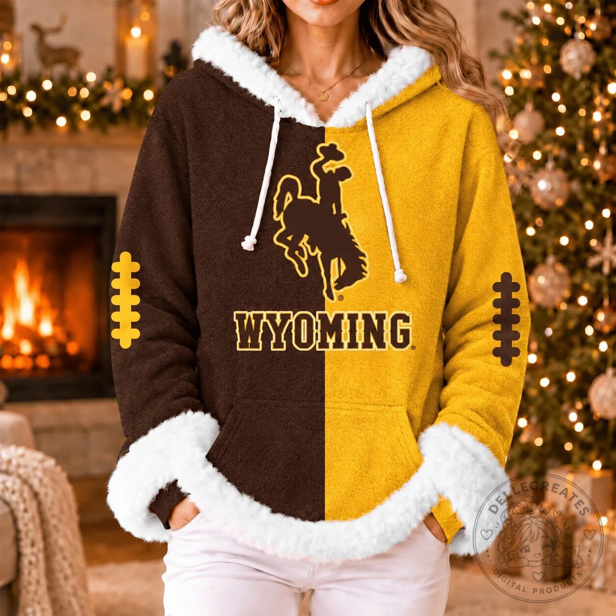 Wyoming Cowboys Football Team Logo Holiday Hoodie