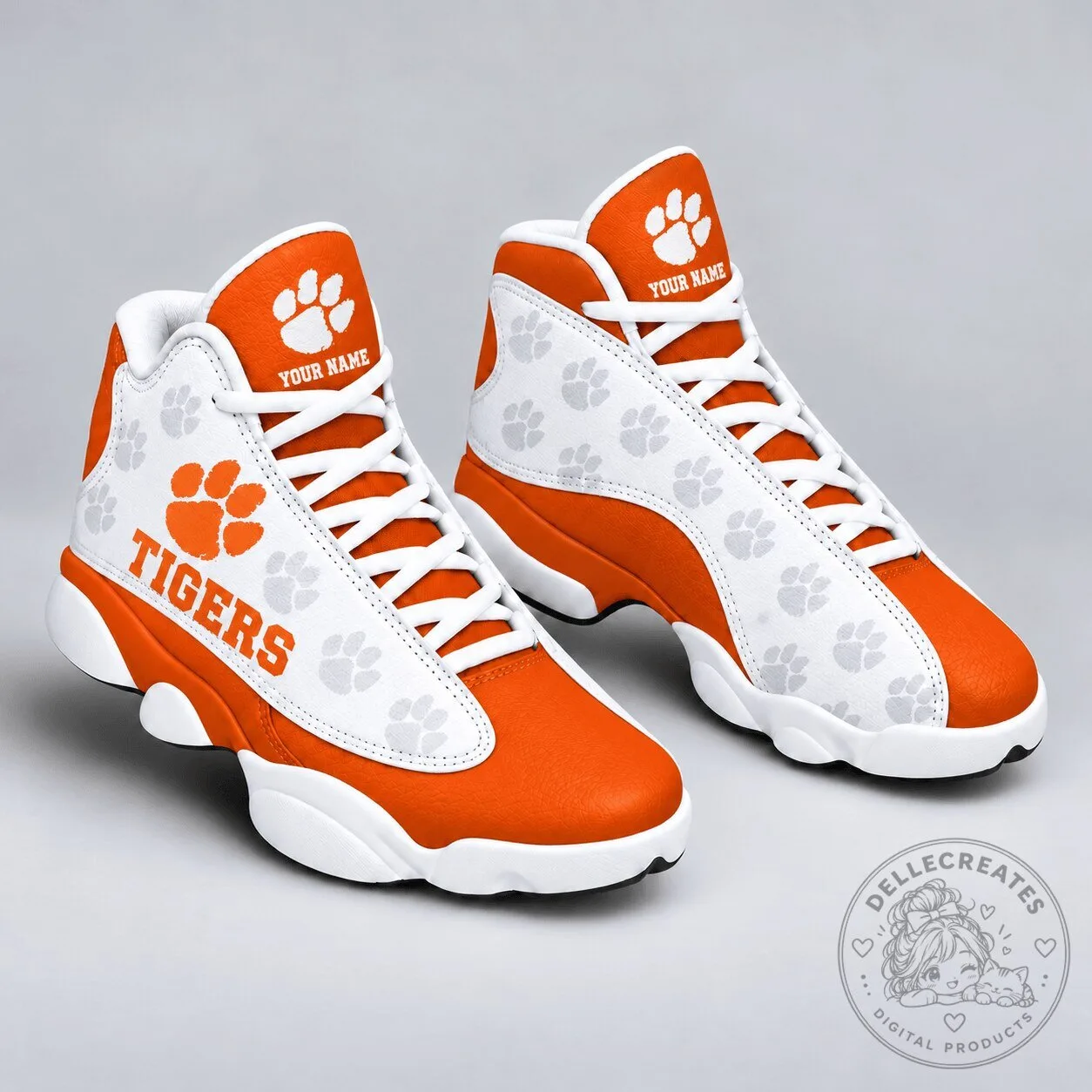 Clemson Tigers Personalized Orange And White High Top Sneakers