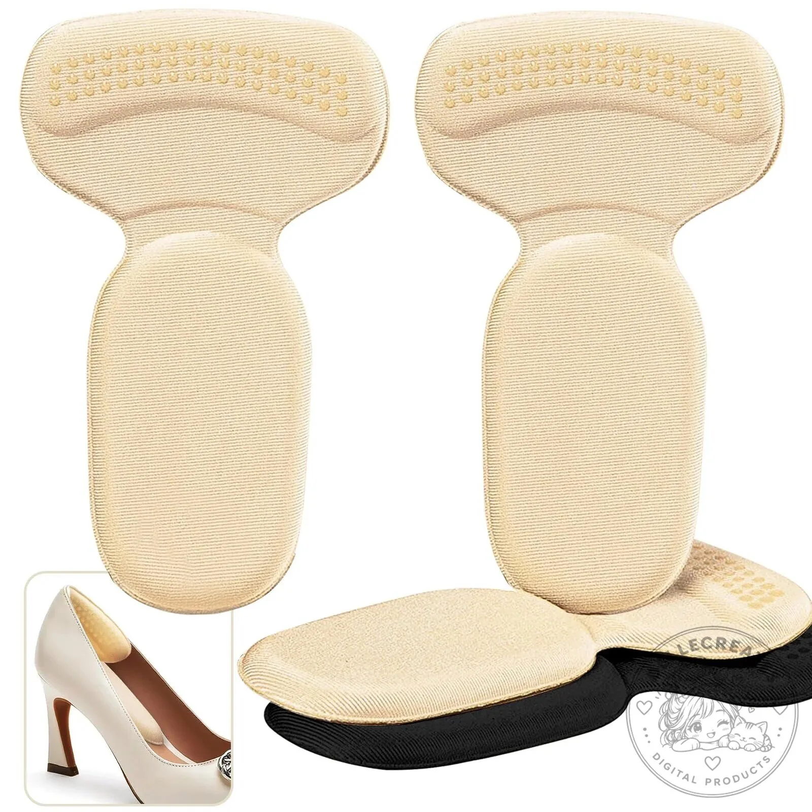 Anti-Slip Heel Liners Soft Cushion Heel Protector Pads for Women and Men's Shoes