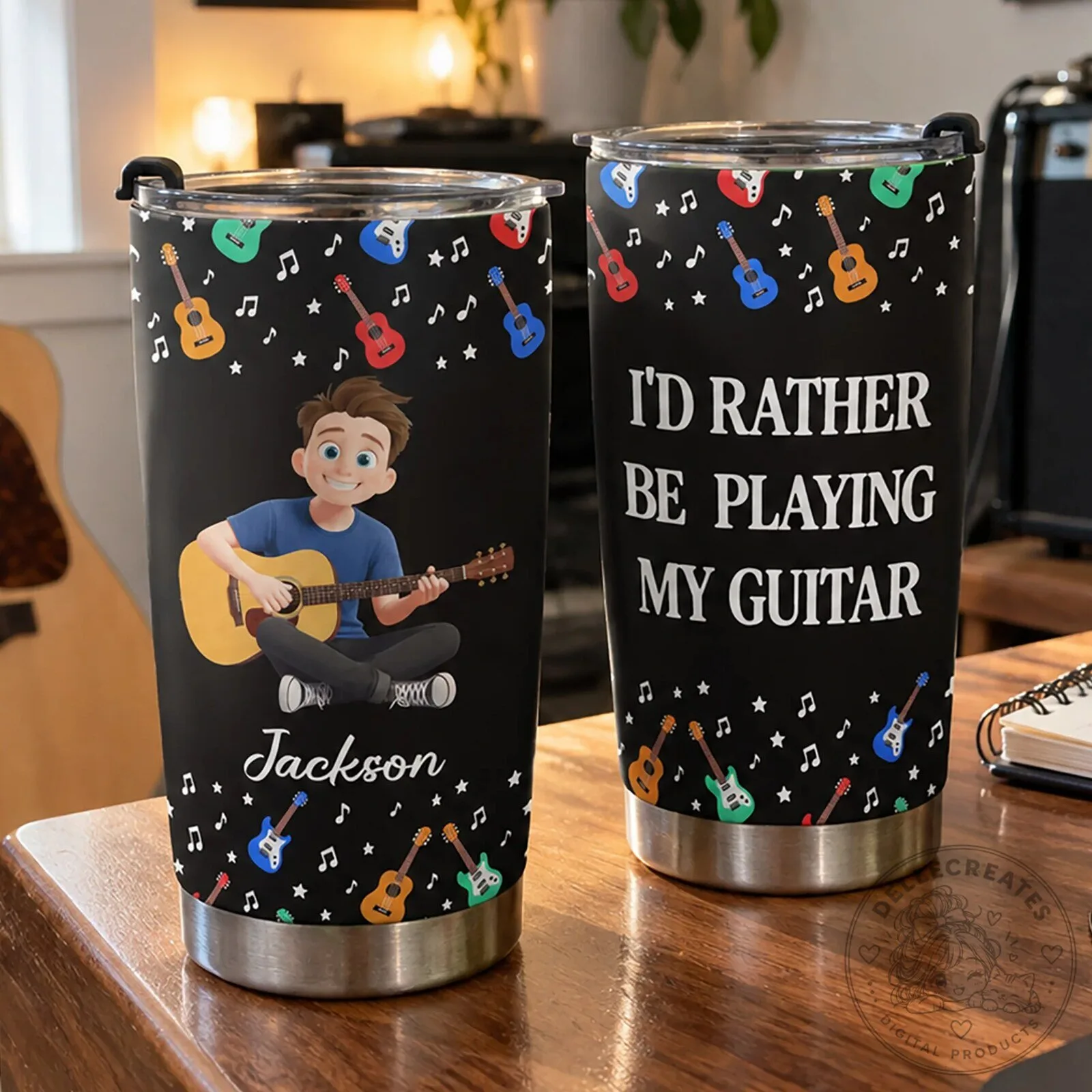 Personalized Guitar Player Tumbler for Musicians and Music Lovers