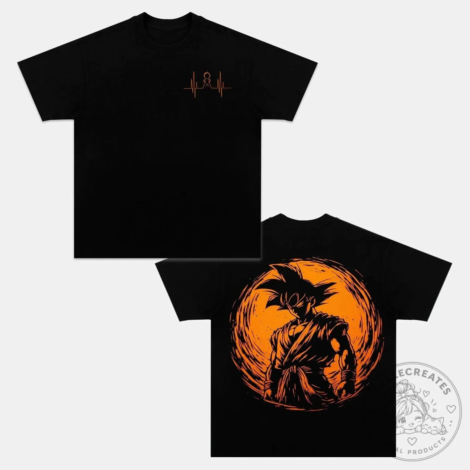 Dragon Ball Z Son Goku Super Saiyan Orange Aura Graphic Black T-Shirt
