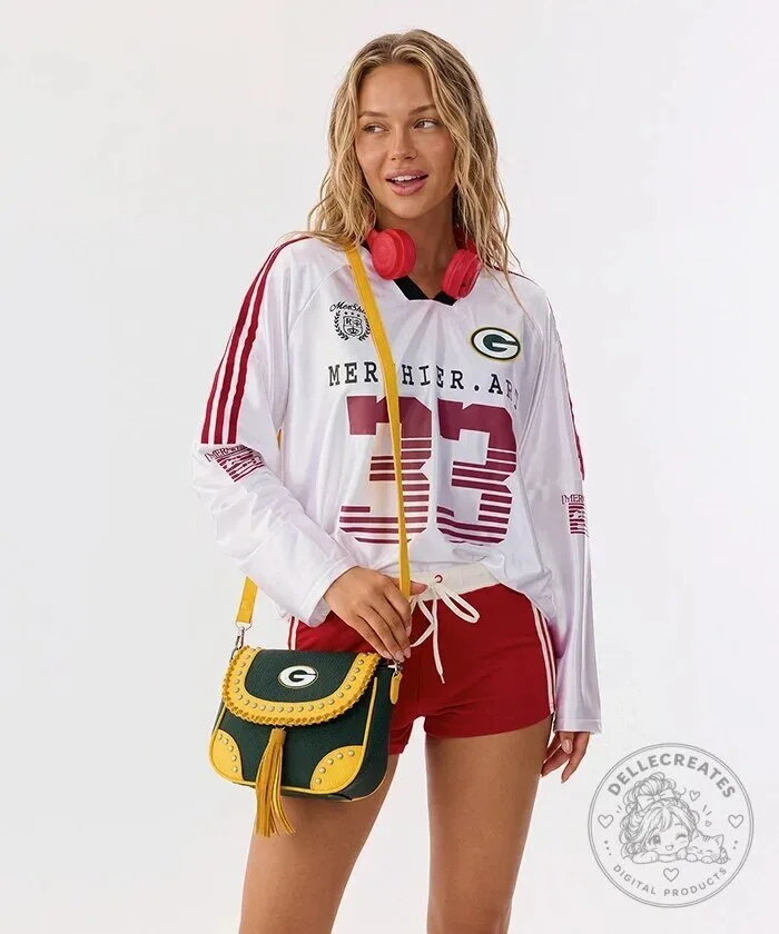 Green Bay Packers Studded Fringe Flap Crossbody Bag for Women 15 Green Bay Packers Studded Fringe Flap Crossbody Bag for Women