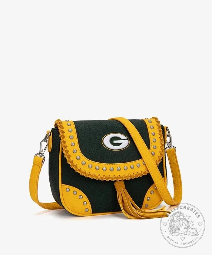 Green Bay Packers Studded Fringe Flap Crossbody Bag for Women 17 Green Bay Packers Studded Fringe Flap Crossbody Bag for Women
