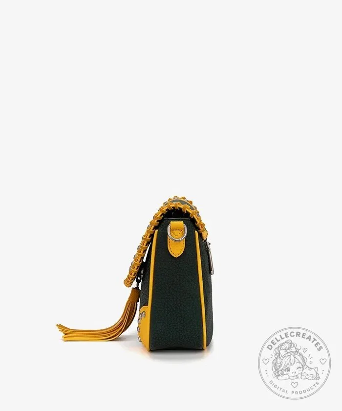Green Bay Packers Studded Fringe Flap Crossbody Bag for Women 18 Green Bay Packers Studded Fringe Flap Crossbody Bag for Women