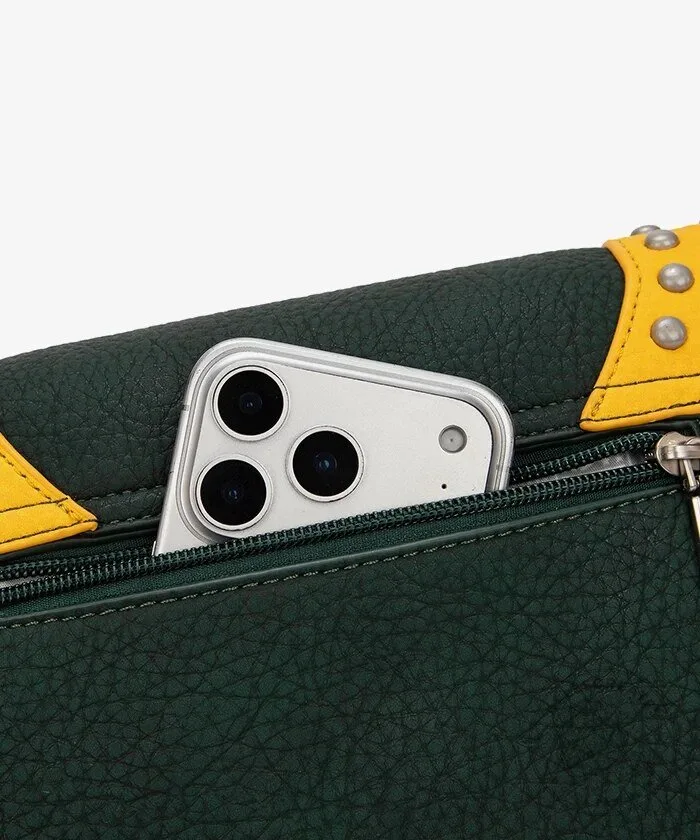 Green Bay Packers Studded Fringe Flap Crossbody Bag for Women 21 Green Bay Packers Studded Fringe Flap Crossbody Bag for Women