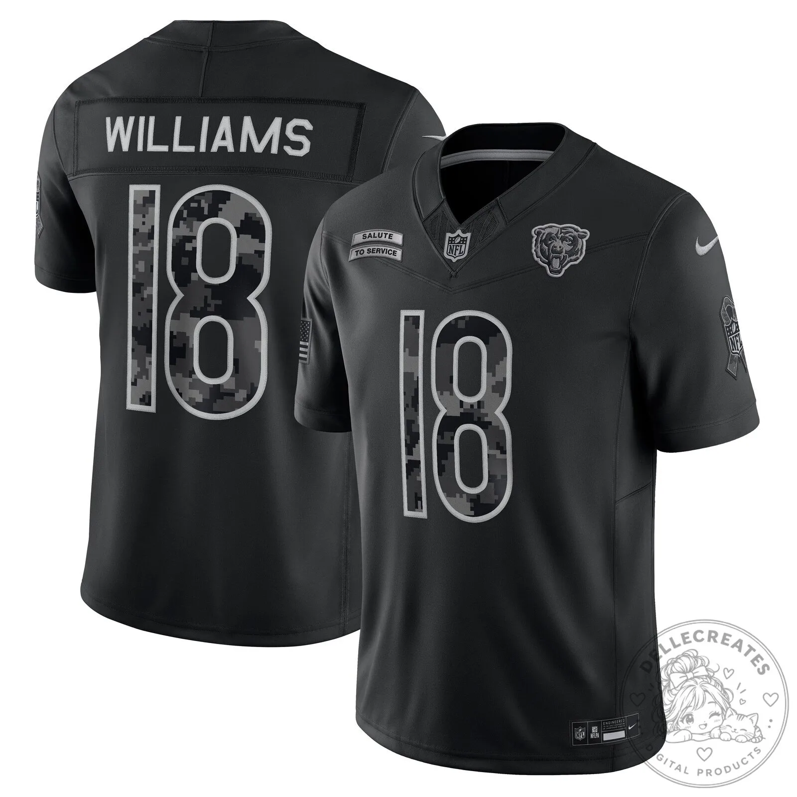 Caleb Williams Chicago Bears Salute To Service Black Football Jersey