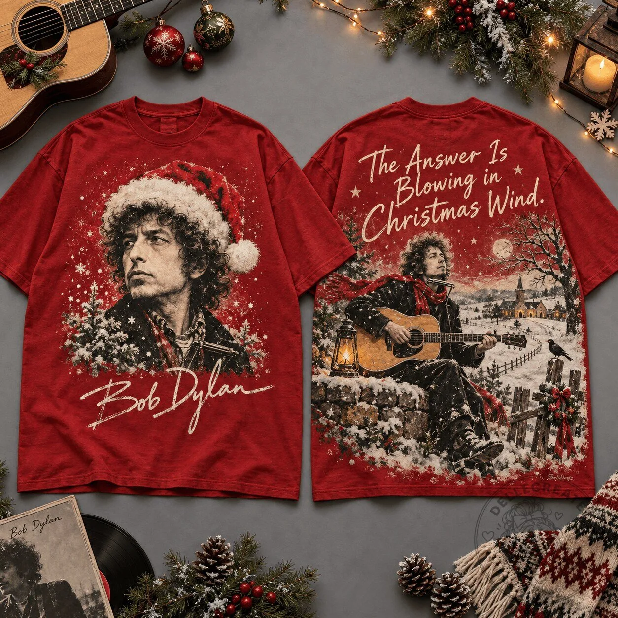 Bob Dylan Christmas Wind All-Over Print Graphic T-Shirt