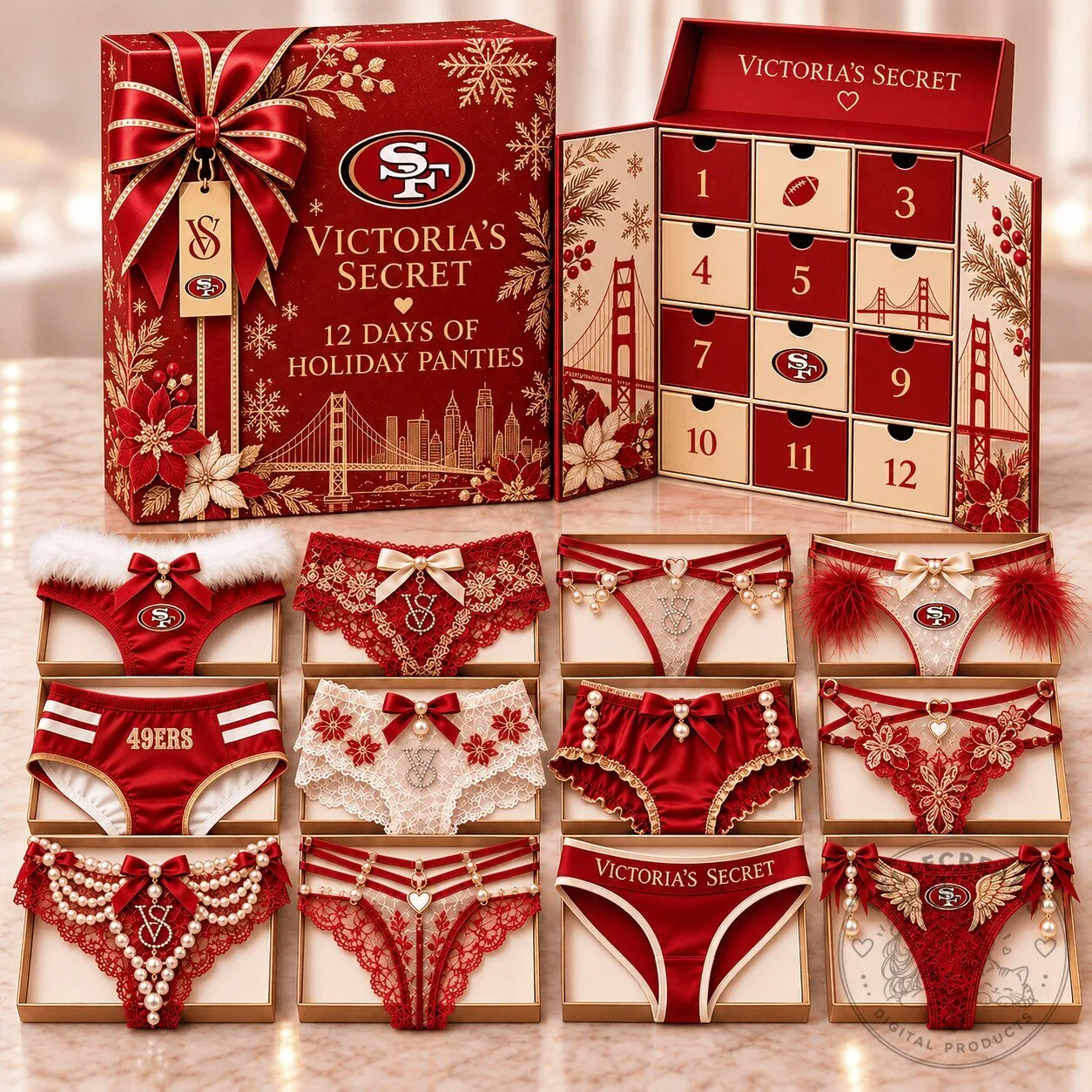 San Francisco 49ers Victoria's Secret 12 Days of Holiday Panties Advent Calendar