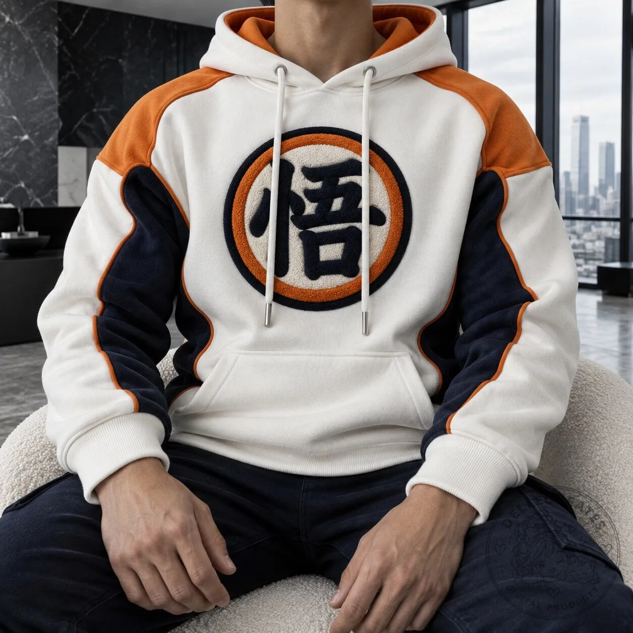 Dragon Ball Z Son Goku Kanji Symbol Embroidered Pullover Hoodie