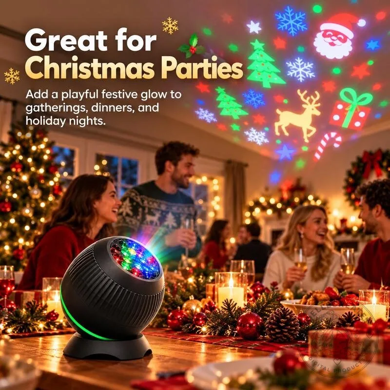 Christmas LED Light Projector with Remote Control and Moving Holiday Patterns