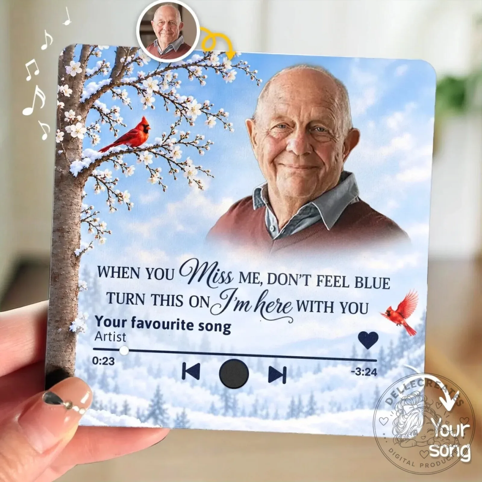 Personalized Memorial Music Player Photo Custom Song Fridge Magnet