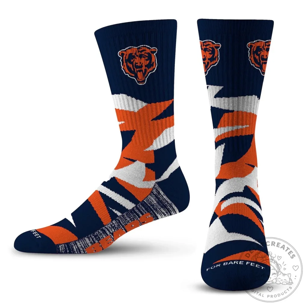 Chicago Bears NFL Team Logo Shattered Pattern Crew Socks Chicago Bears NFL Team Logo Shattered Pattern Crew Socks