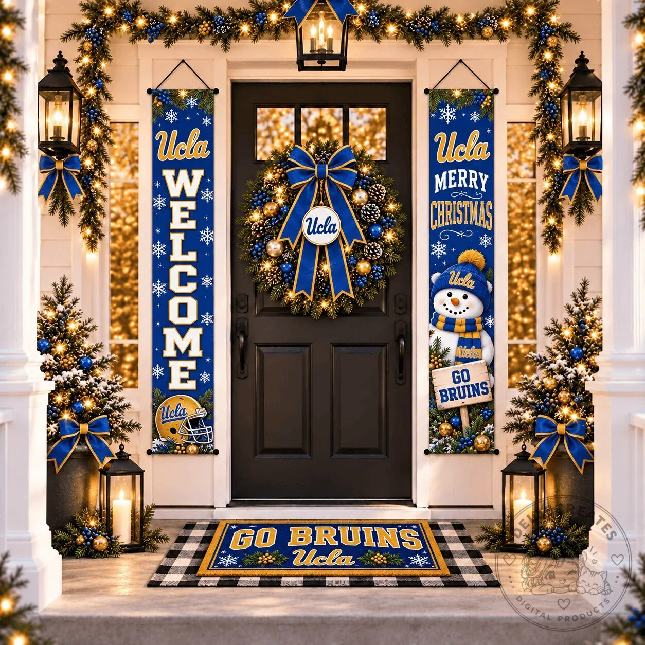 UCLA Bruins Christmas Welcome and Merry Christmas Door Banner Set