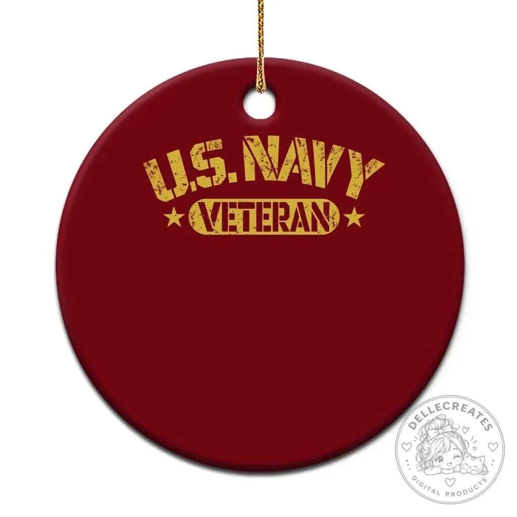 United States Navy Veteran Distressed Yellow Stencil Stars Graphic Ceramic Ornament 5 United States Navy Veteran Distressed Yellow Stencil Stars Graphic Ceramic Ornament