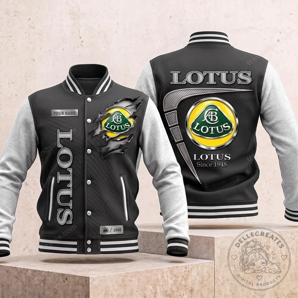 Lotus Car Racing Team Black and White Varsity Jacket 3 Lotus Car Racing Team Black and White Varsity Jacket