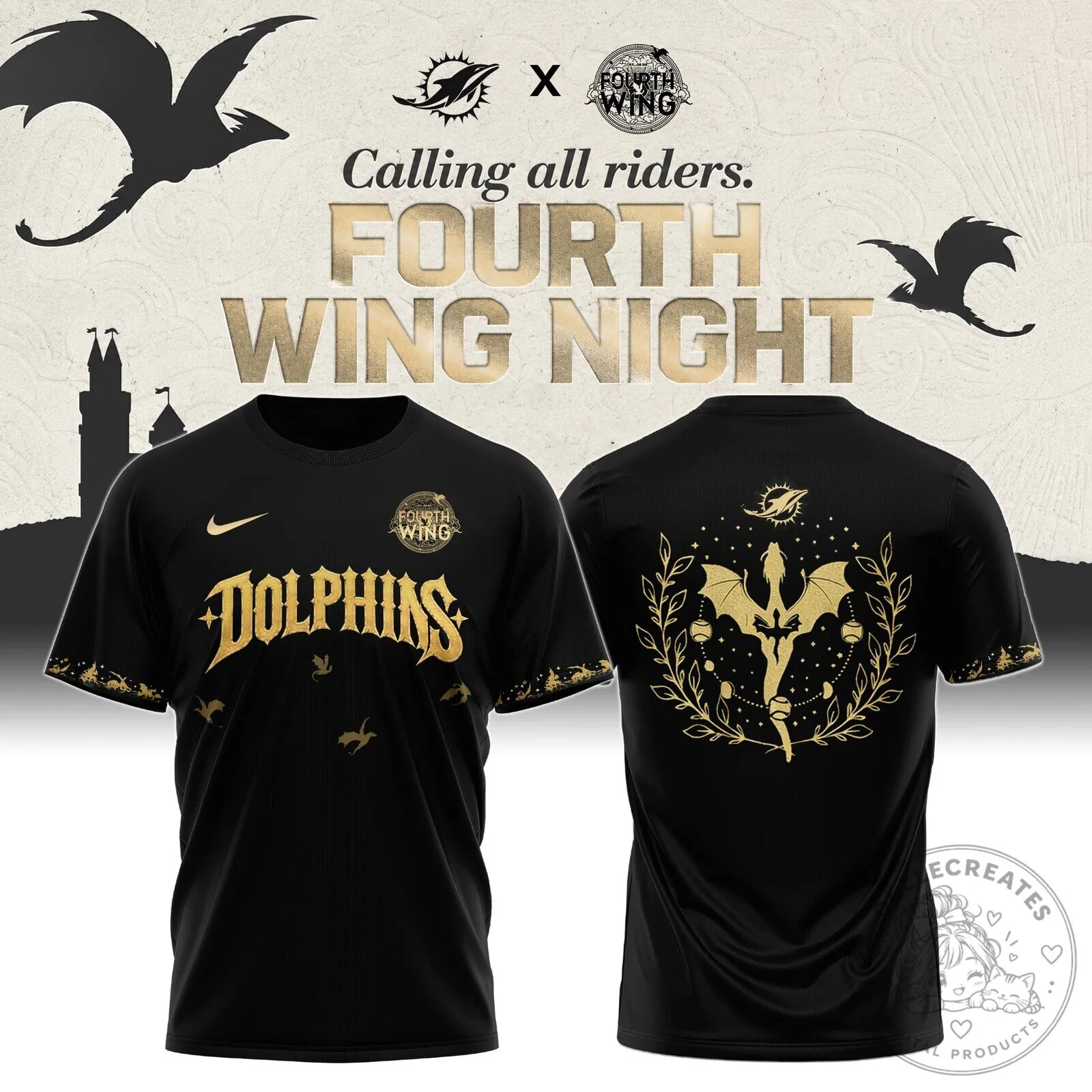 Miami Dolphins Fourth Wing Night Black Gold Football Jersey