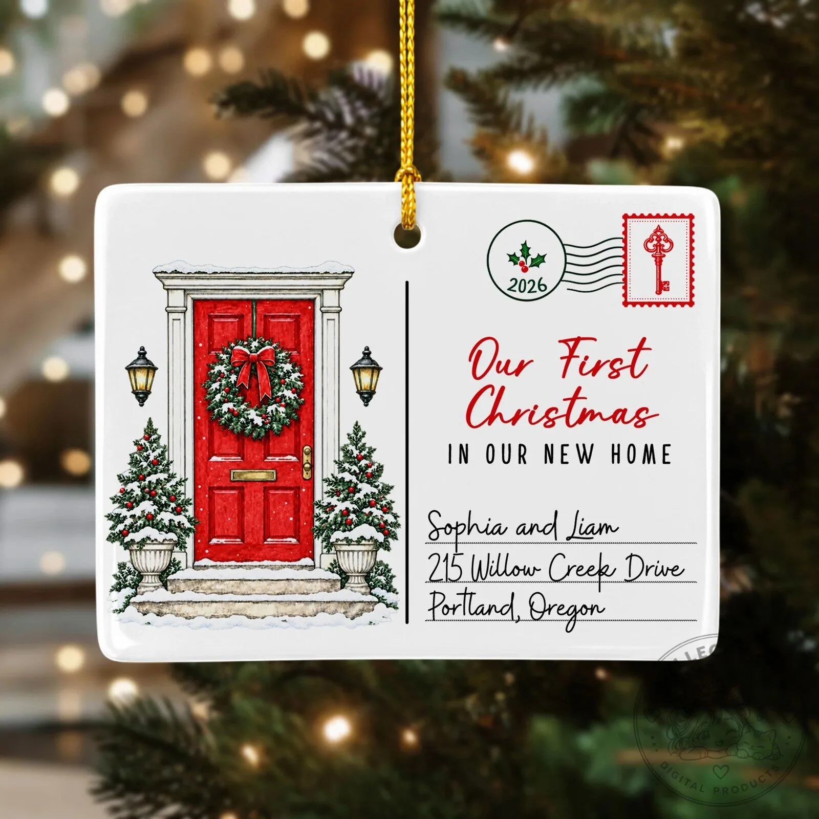 Our First Christmas In Our New Home Personalized Postcard Ornament 1 Our First Christmas In Our New Home Personalized Postcard Ornament