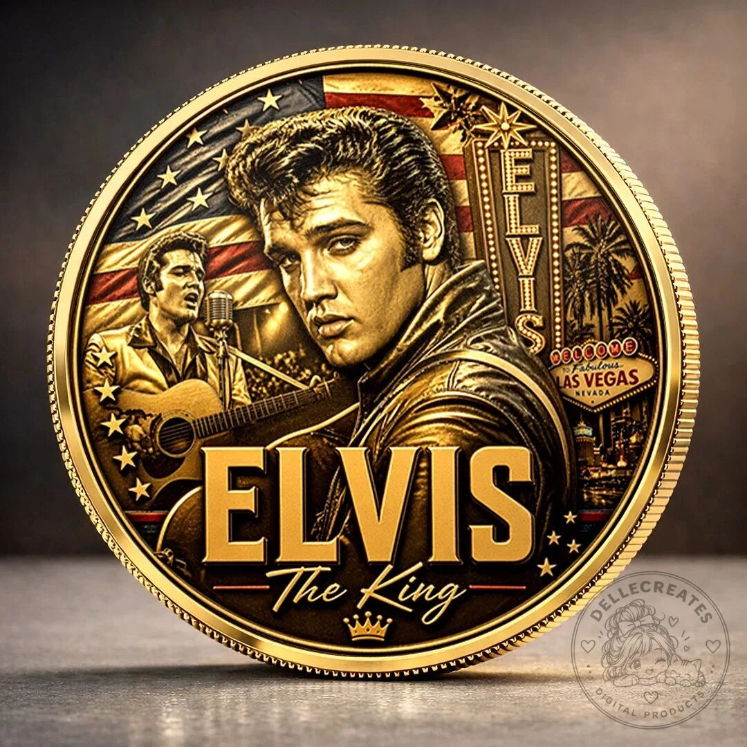 Collectible Gold Coin Commemorating Elvis Presley, The King of Rock and Roll