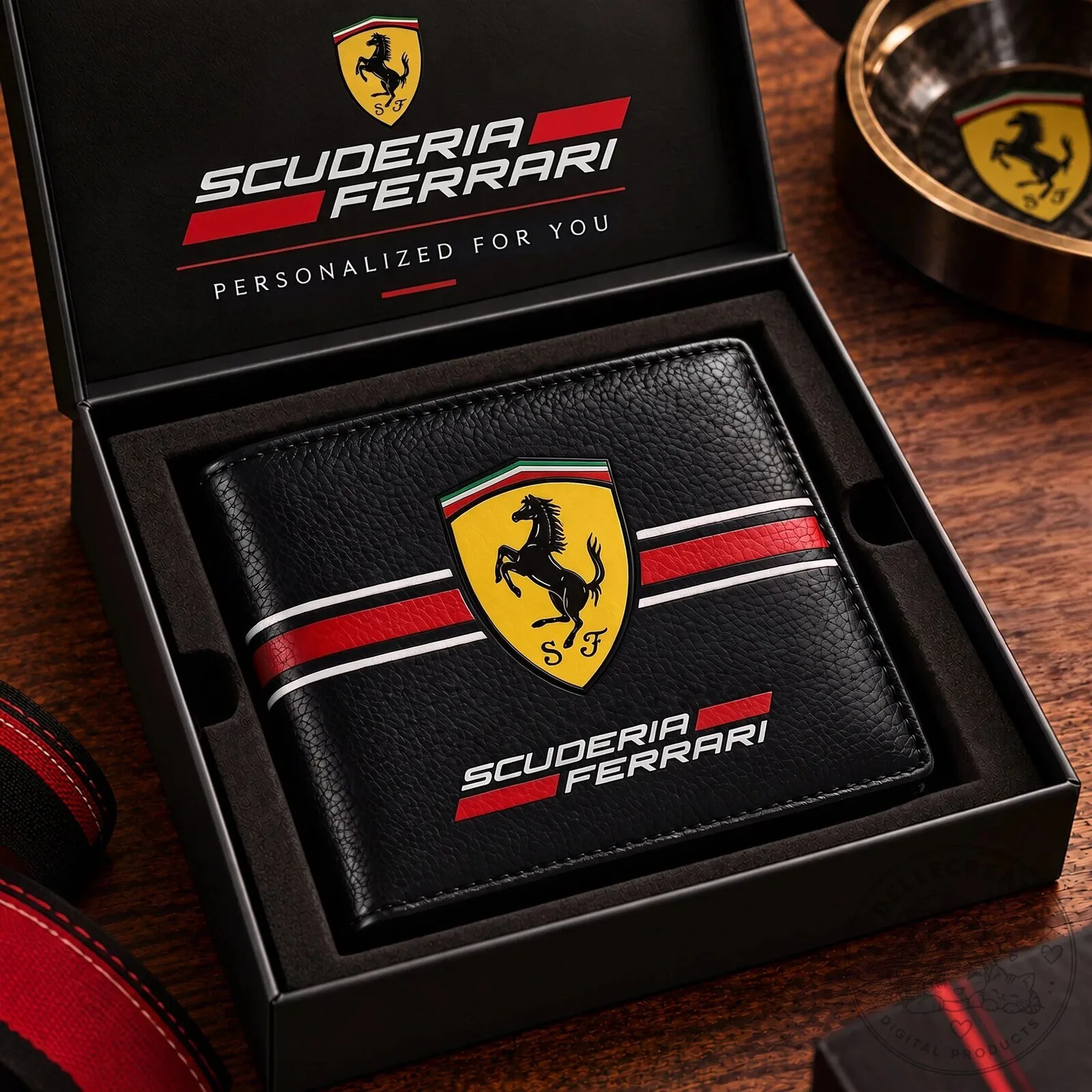Scuderia Ferrari Racing Team Black Leather Bi-Fold Wallet with Logo 5 Scuderia Ferrari Racing Team Black Leather Bi-Fold Wallet with Logo