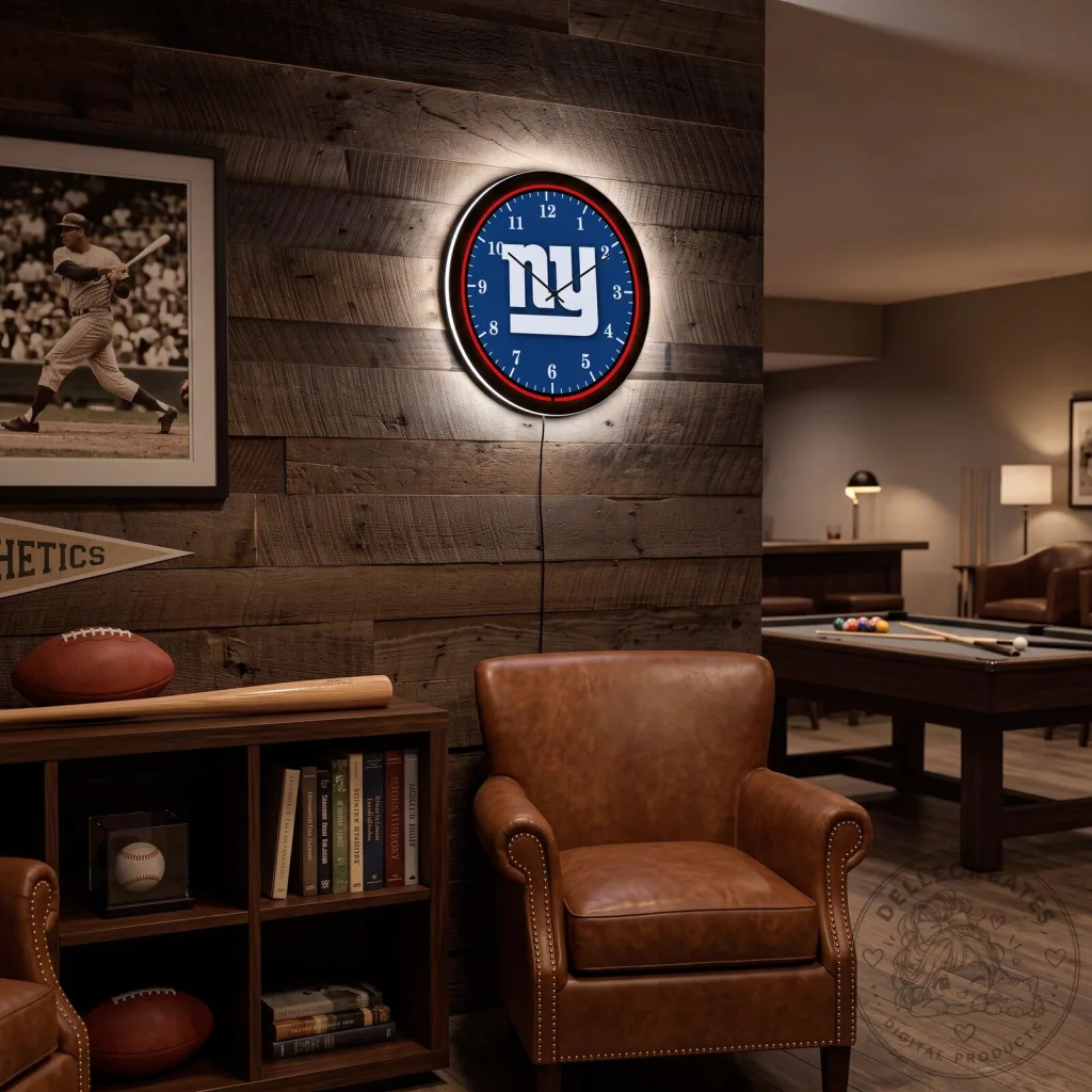 New York Giants NFL Football Team Logo LED Backlit Wall Clock New York Giants NFL Football Team Logo LED Backlit Wall Clock
