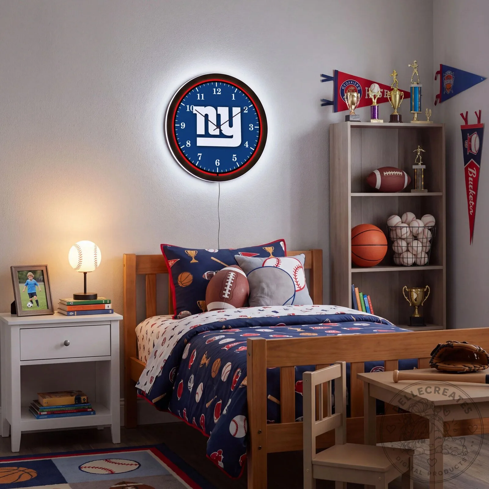 New York Giants NFL Football Team Logo LED Backlit Wall Clock 8 New York Giants NFL Football Team Logo LED Backlit Wall Clock
