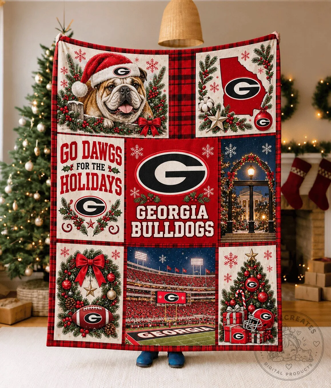 Georgia Bulldogs Christmas Holiday Woven Blanket 3 Georgia Bulldogs Christmas Holiday Woven Blanket