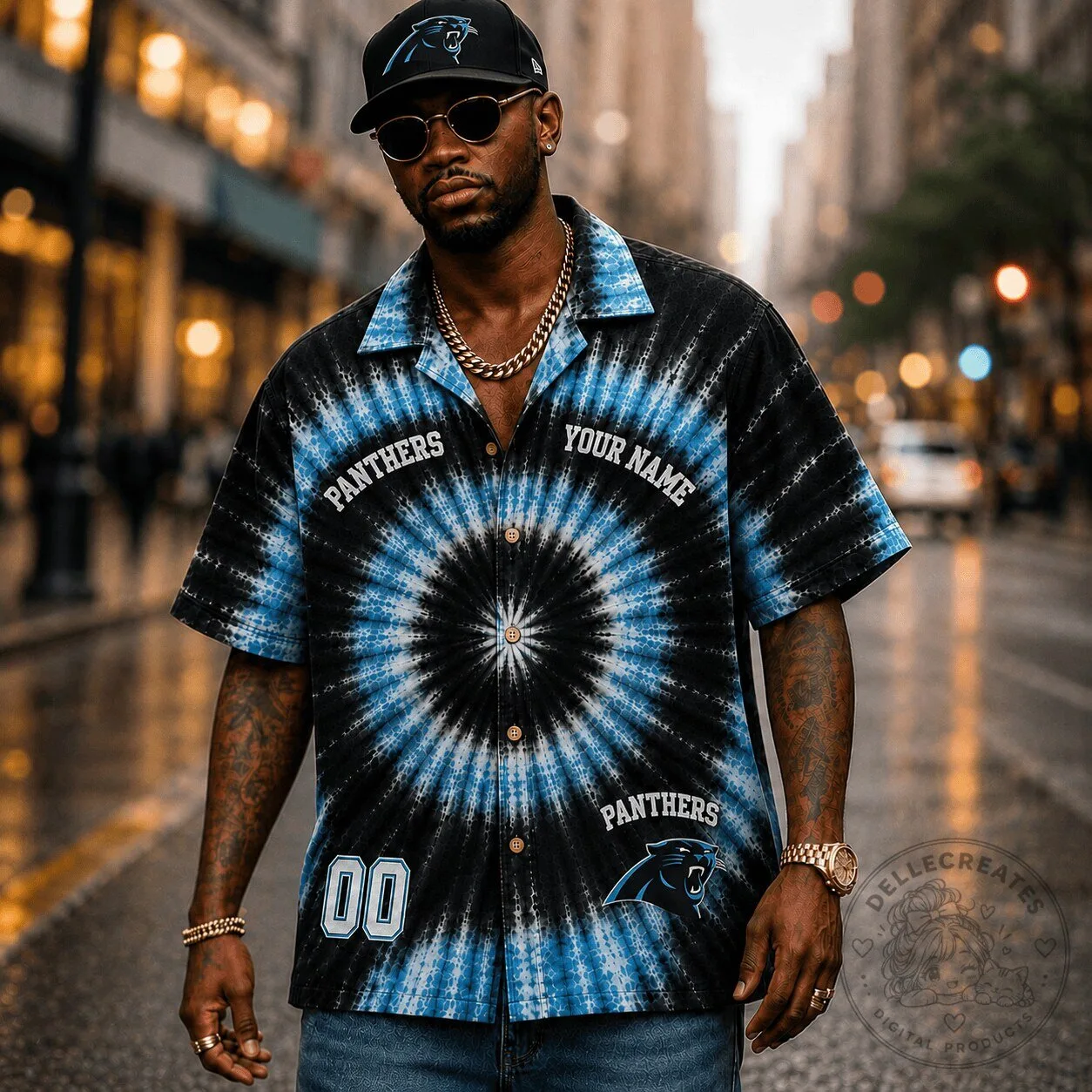 Carolina Panthers Personalized Tie-Dye Hawaiian Shirt for Football Fans 3 Carolina Panthers Personalized Tie-Dye Hawaiian Shirt for Football Fans