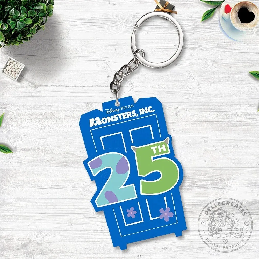 Monsters, Inc. 25th Anniversary Disney Pixar Blue Door Shaped Keychain 3 Monsters, Inc. 25th Anniversary Disney Pixar Blue Door Shaped Keychain