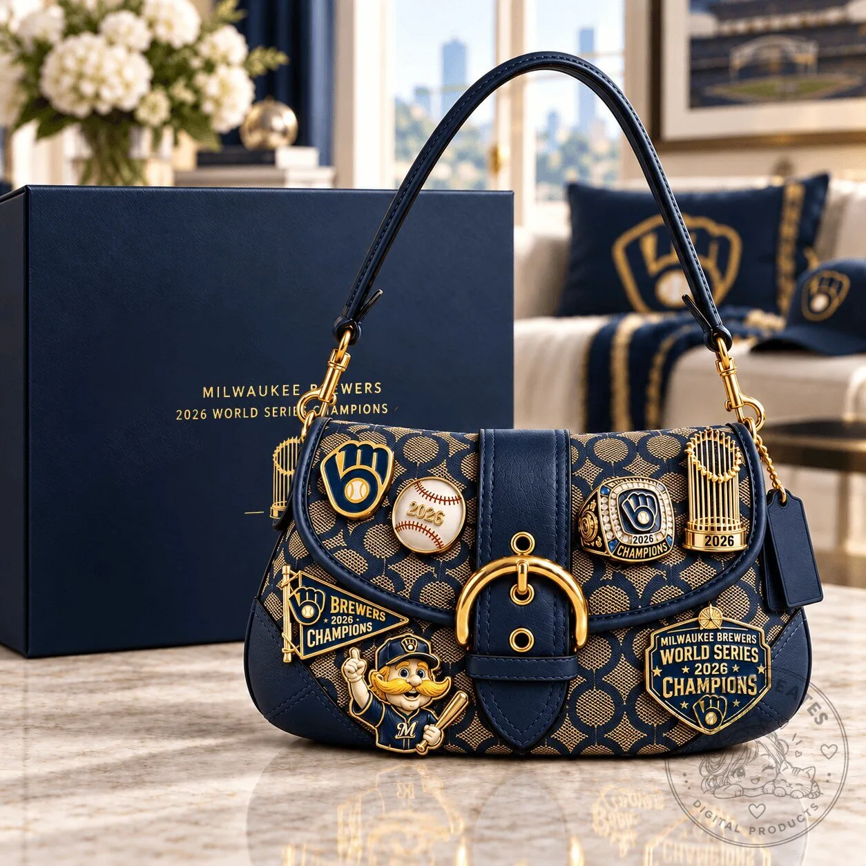 Milwaukee Brewers 2026 World Series Champions Soho Handbag with Charms 3 Milwaukee Brewers 2026 World Series Champions Soho Handbag with Charms